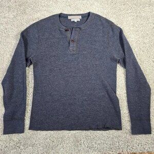 Wallace & Barnes Thermal Waffle Knit Shirt Mens Large Blue Long Sleeve Henley